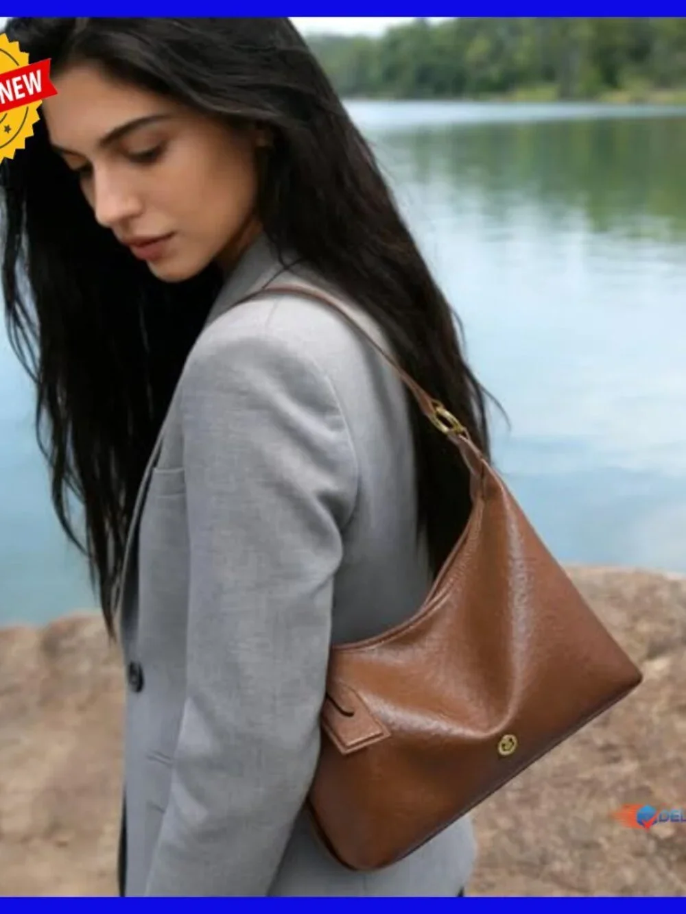 Genuine Leather Hobo Handbag Slouchy Crossbody Shoulder Bag Adjustable Strap